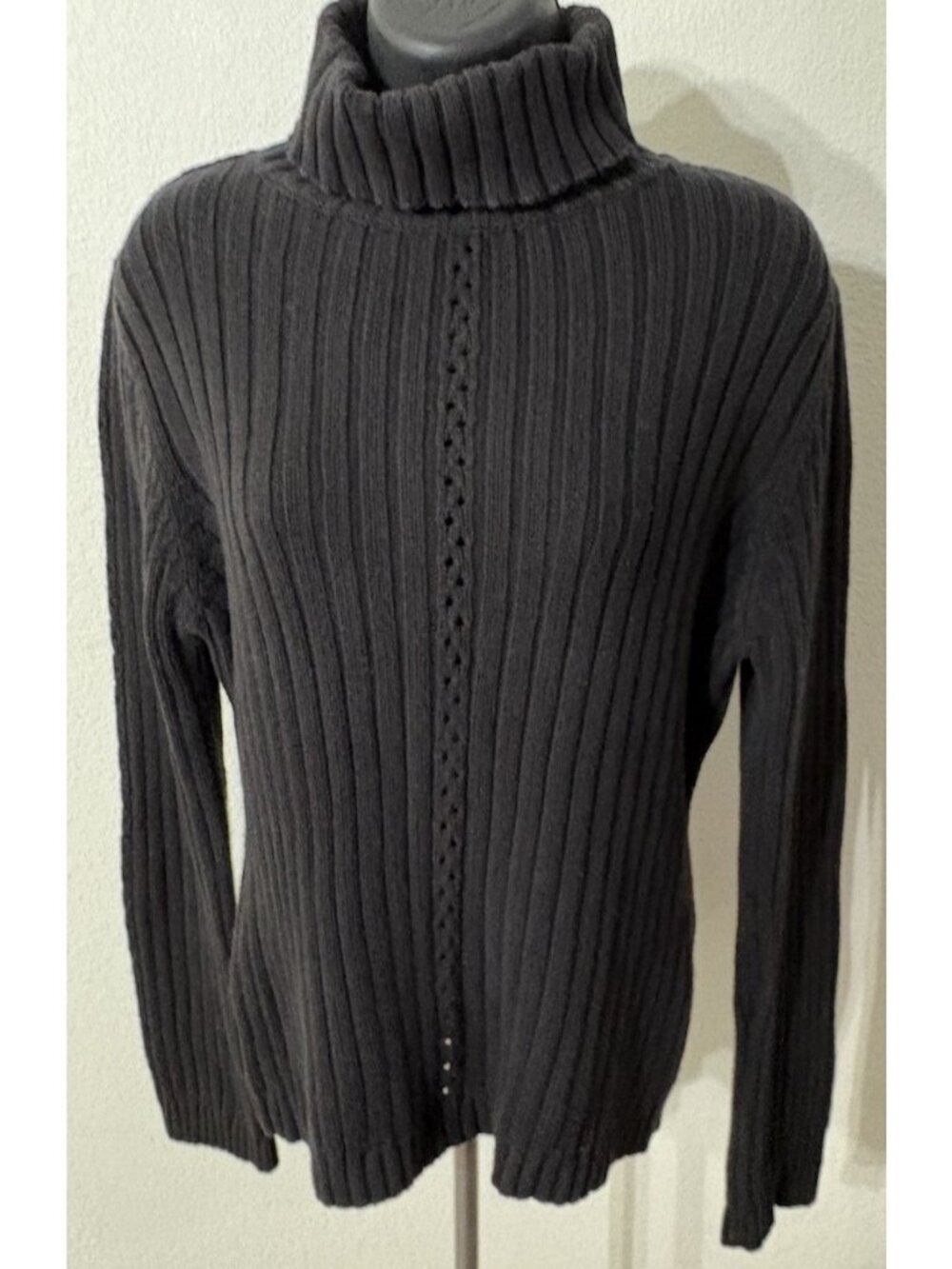 Studio Y Womens Size M Sweater Turtleneck Black Ribbed Long Sleeves